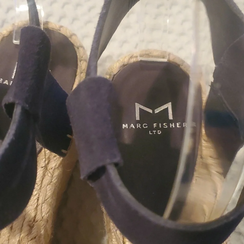 Marc Fisher Navy Blue Suede Espadrilles Size 8W (#25)
